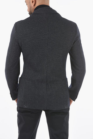 Giacca Semifoderata Motivo Houndstooth con Chest Piece