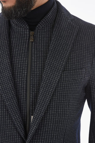 Giacca Semifoderata Motivo Houndstooth con Chest Piece