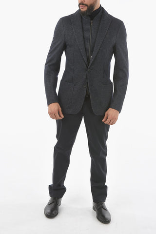 Giacca Semifoderata Motivo Houndstooth con Chest Piece