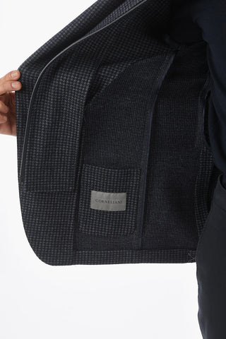 Giacca Semifoderata Motivo Houndstooth con Chest Piece