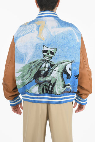 Embroidered Jacket with Leather Sleeves