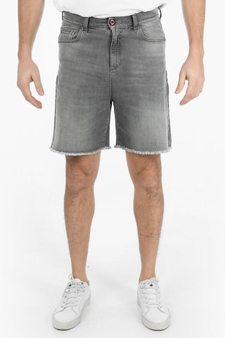 Shorts in Denim con Orlo Sfrangiato