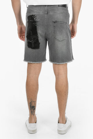 Shorts in Denim con Orlo Sfrangiato