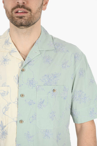 Floral Embroiderd Two-Tone Shirt