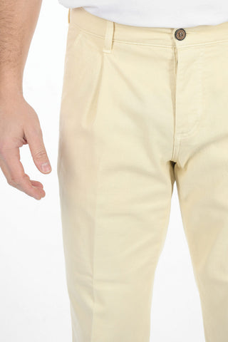 Stretch Cotton Single-Pleat Pants