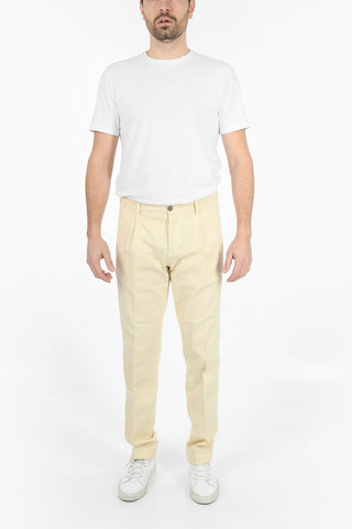 Stretch Cotton Single-Pleat Pants