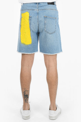 Shorts in Denim con Stampa a Contrasto