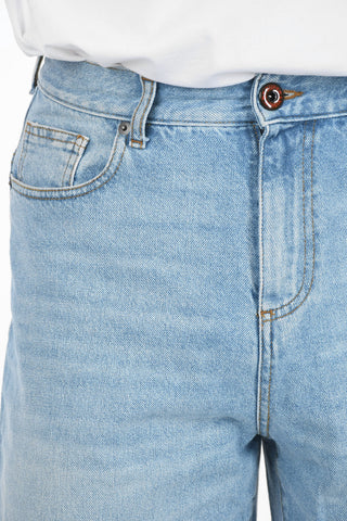 Shorts in Denim con Stampa a Contrasto