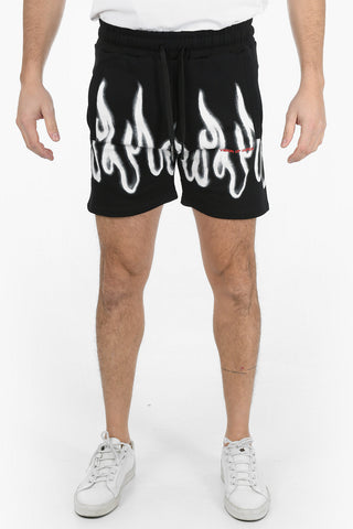 Flame Printed Sweatshorts with 4 Pockets