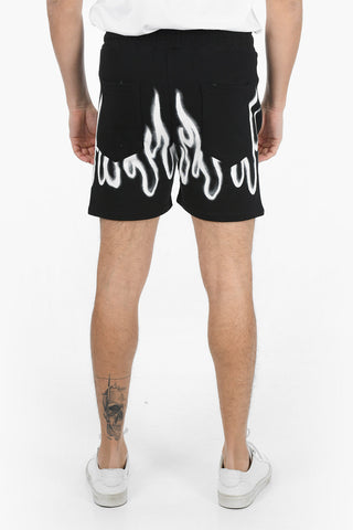 Flame Printed Sweatshorts with 4 Pockets