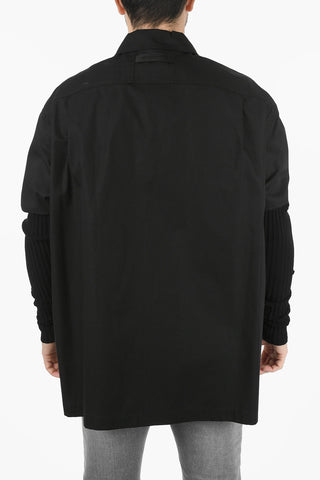Cappotto Monopetto con Maniche in Maglia