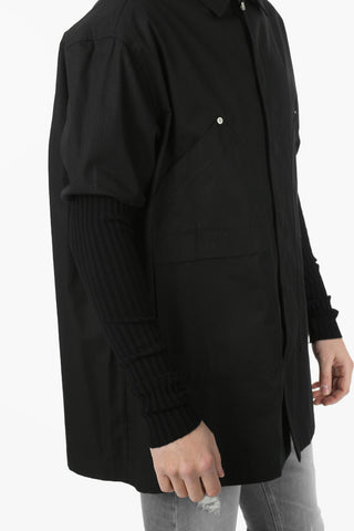 Cappotto Monopetto con Maniche in Maglia