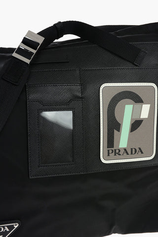 Nylon Weekender Bag with Leather Detailings