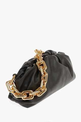 Soft-leather THE CHAIN POUCH Hand-bag with Gold-toned Chain Strap