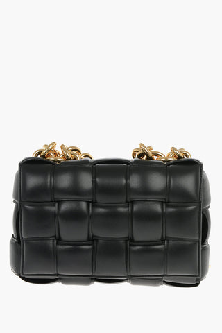 Soft-leather CHAIN CASSETTE Shoulder Bag with Gold-toned Chain Strap
