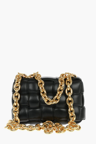 Soft-leather CHAIN CASSETTE Shoulder Bag with Gold-toned Chain Strap