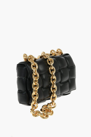 Soft-leather CHAIN CASSETTE Shoulder Bag with Gold-toned Chain Strap