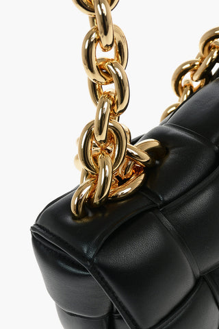 Soft-leather CHAIN CASSETTE Shoulder Bag with Gold-toned Chain Strap