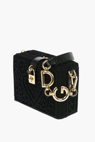Cordonetto-embroidered DOLCE BOX Handbag with Gold-tone Hardware