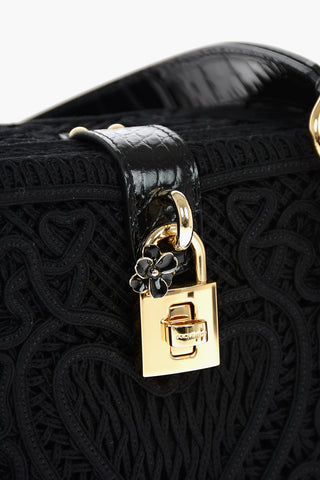 Cordonetto-embroidered DOLCE BOX Handbag with Gold-tone Hardware