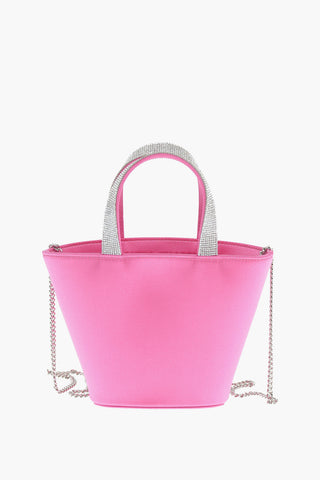 Silk Satin RIH BUCKET Mini Handbag with Crystal Detailing