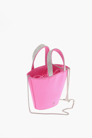 Silk Satin RIH BUCKET Mini Handbag with Crystal Detailing