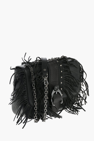 Leather Crossbody Bag with Fringes