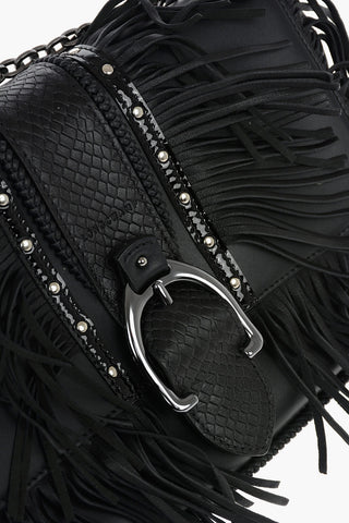 Leather Crossbody Bag with Fringes