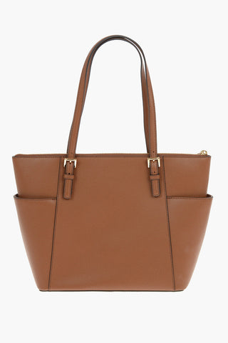 Grained-leather Tote Bag with Gold-tone Hardware