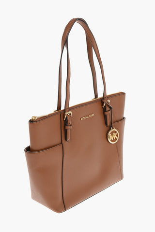 Grained-leather Tote Bag with Gold-tone Hardware