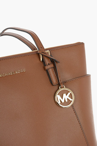 Grained-leather Tote Bag with Gold-tone Hardware