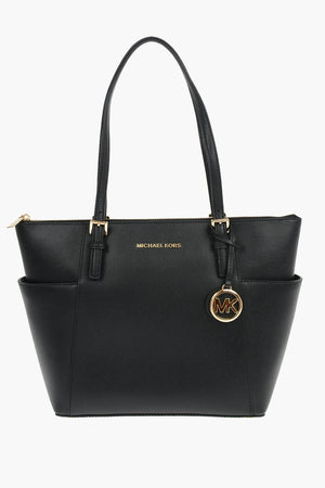 Grained-leather Tote Bag with Gold-tone Hardware