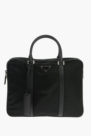 Leather Handles Fabric Business Bag
