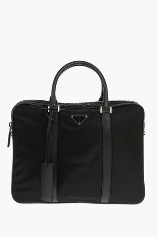 Leather Handles Fabric Business Bag