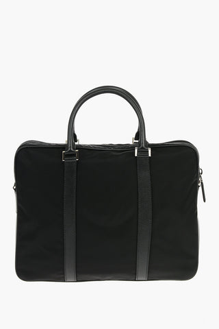 Leather Handles Fabric Business Bag