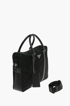 Leather Handles Fabric Business Bag