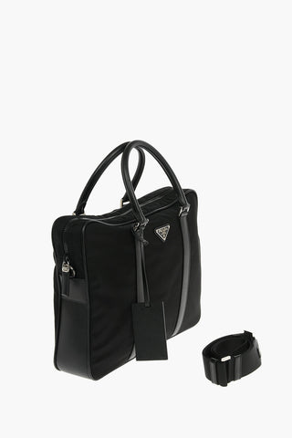 Leather Handles Fabric Business Bag