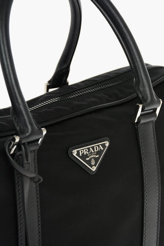 Leather Handles Fabric Business Bag