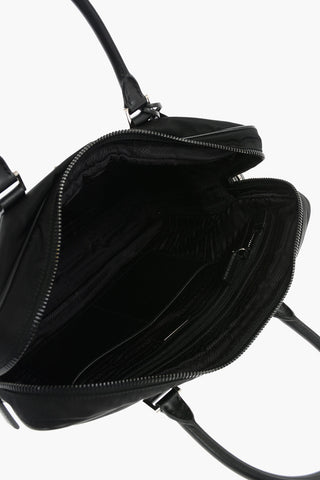 Leather Handles Fabric Business Bag