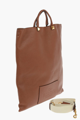 Removable Shoulder Strap Textured Leather Tote Bag