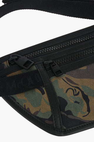 Camo-printed Bumbag with Leather Detailing
