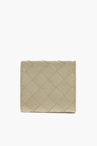 Buttoned Woven leather Coin Holder