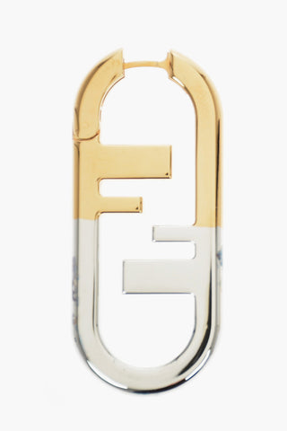 Mixed-Metal Logoed Oval Earring
