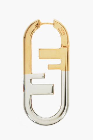 Mixed-Metal Logoed Oval Earring
