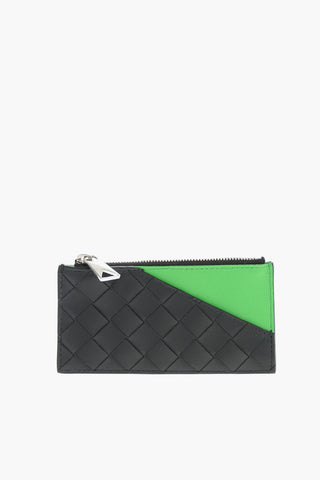 Zipped Two-Tone Woven Leather Car Holder