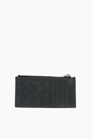 Zipped Two-Tone Woven Leather Car Holder