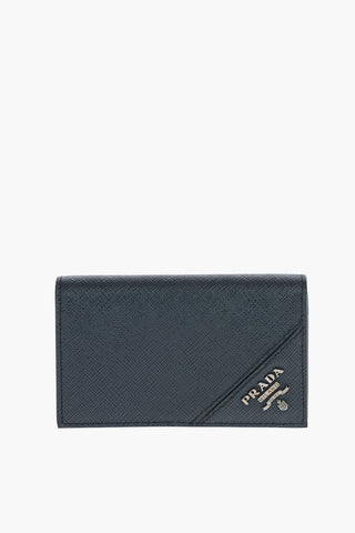 Logoed Buttoned Saffiano Leather Car Holder