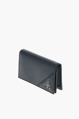 Logoed Buttoned Saffiano Leather Car Holder