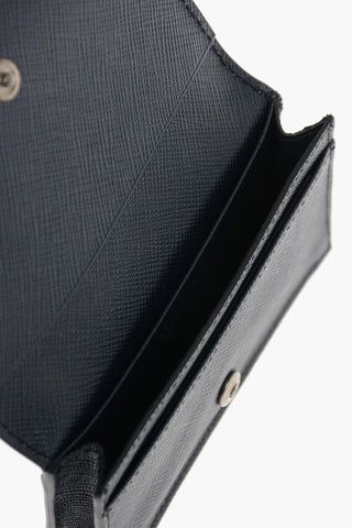 Logoed Buttoned Saffiano Leather Car Holder