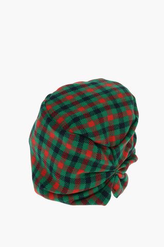Check Patterned Wool and Silk STELLA Hat